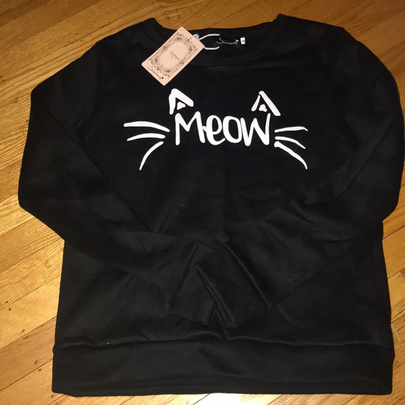Sweaters - NWT Meow Pullover Hoodie Sweatshirt